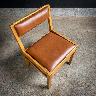 Mid-Century Dining Chair in Beech and Skai, 1960s-IA-1741927