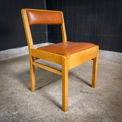 Mid-Century Dining Chair in Beech and Skai, 1960s-IA-1741927