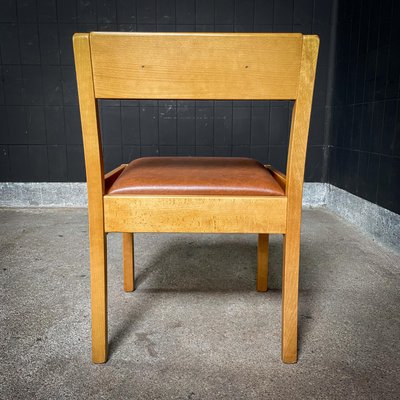 Mid-Century Dining Chair in Beech and Skai, 1960s-IA-1741927