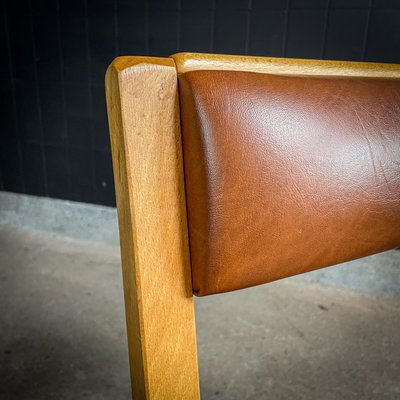 Mid-Century Dining Chair in Beech and Skai, 1960s-IA-1741927