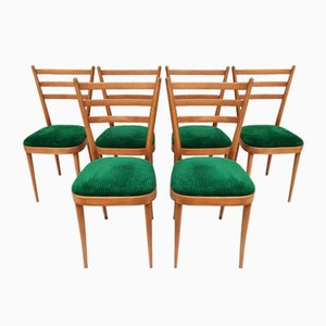 Mid-Century Dining Chairs in Natural Beech, Italy, 1960s, Set of 6-WF-673330