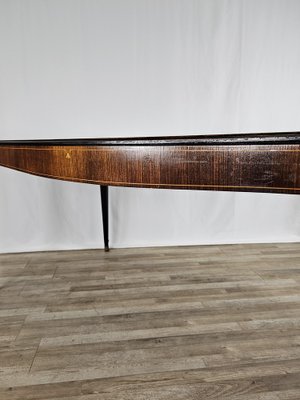 Mid-Century Dining Table in Mahogany with Glass Top and Brass Decorations, 1950-ZUW-1811425