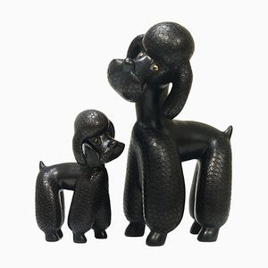 Mid-Century Dog Poodle Sculptures by Leopold Anzengruber, 1950s, Set of 2-MWV-1743504