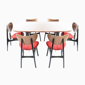 Mid-Century Drop Leaf Table with Butterfly Dining Chairs by E. Gomme for G-Plan, Set of 7-OXJ-949683