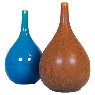 Mid-Century Drop Sculptured Vases attributed to Carl-Harry Stålhane for Rörstrand, Sweden, 1960s, Set of 2-UYK-1371213