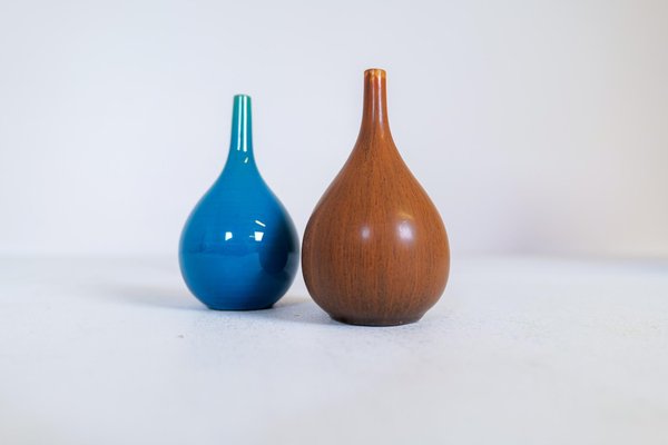 Mid-Century Drop Sculptured Vases attributed to Carl-Harry Stålhane for Rörstrand, Sweden, 1960s, Set of 2-UYK-1371213