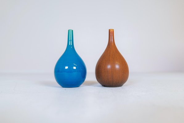 Mid-Century Drop Sculptured Vases attributed to Carl-Harry Stålhane for Rörstrand, Sweden, 1960s, Set of 2-UYK-1371213