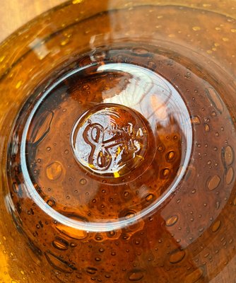 Mid-Century Dutch Antiqua Series Amber Colored Glass Bowl by Max Verboeket for N.V. Kristalunie, 1960s-UAH-1811315