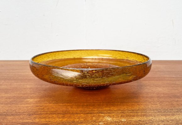 Mid-Century Dutch Antiqua Series Amber Colored Glass Bowl by Max Verboeket for N.V. Kristalunie, 1960s-UAH-1811315