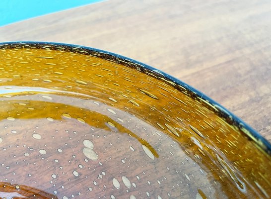 Mid-Century Dutch Antiqua Series Amber Colored Glass Bowl by Max Verboeket for N.V. Kristalunie, 1960s-UAH-1811315