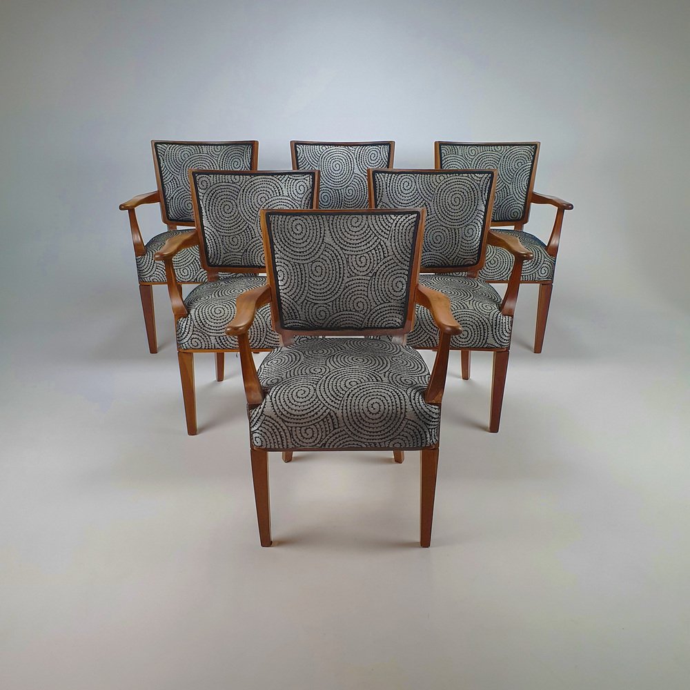 Mid-Century Dutch Armchairs with Original Design Sketch by W. Kuyper, 1953, Set of 6