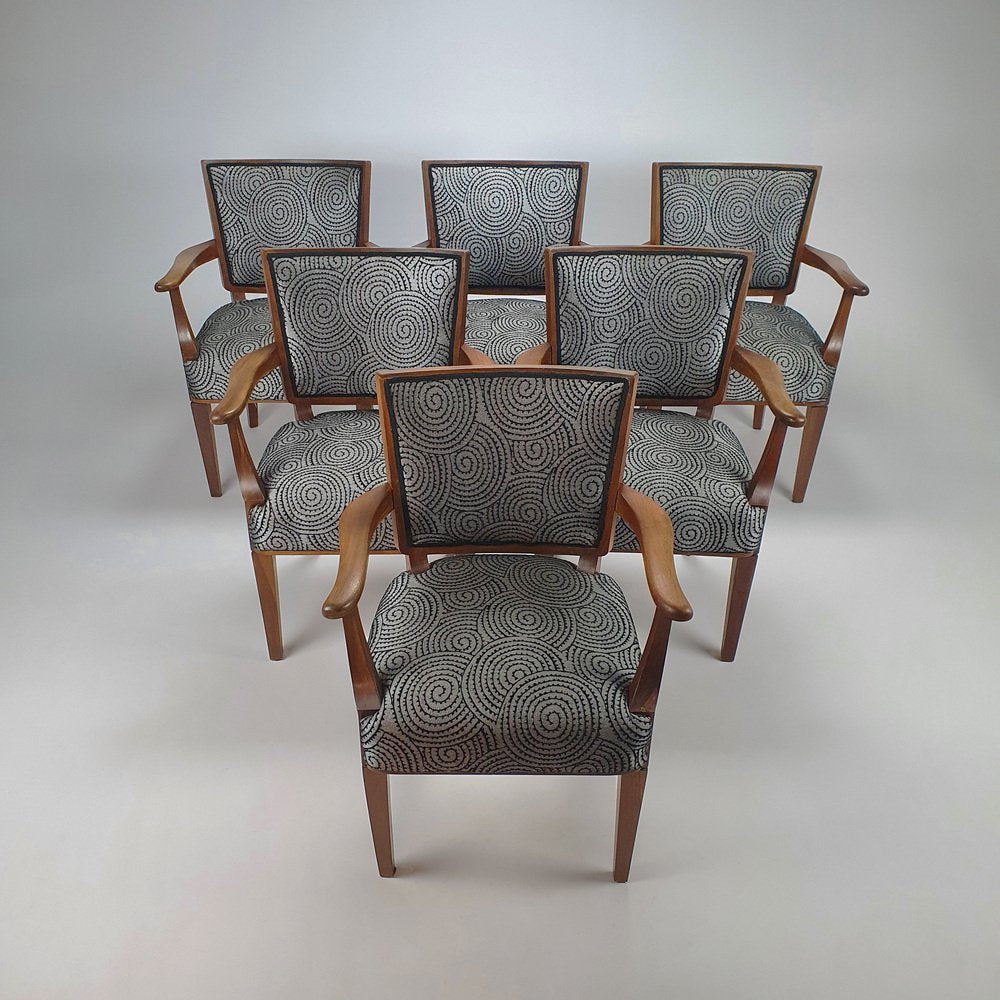 Mid-Century Dutch Armchairs with Original Design Sketch by W. Kuyper, 1953, Set of 6