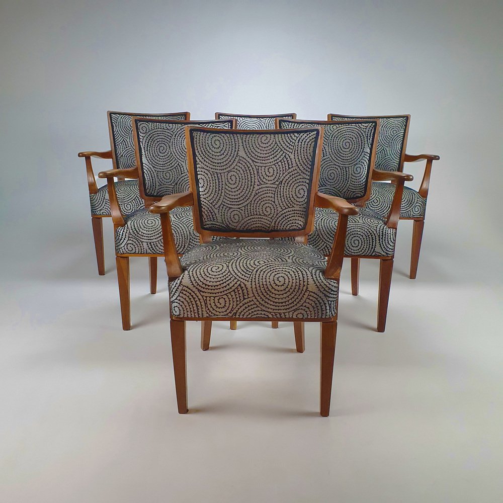 Mid-Century Dutch Armchairs with Original Design Sketch by W. Kuyper, 1953, Set of 6