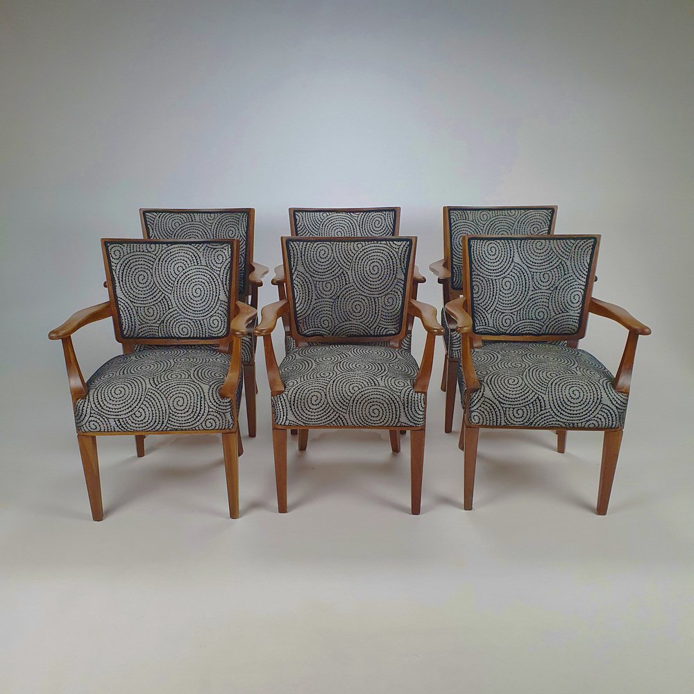 Mid-Century Dutch Armchairs with Original Design Sketch by W. Kuyper, 1953, Set of 6