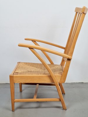 Mid-Century Dutch Beech Relax Chair with Rush Seat, 1960s-AXJ-1723168