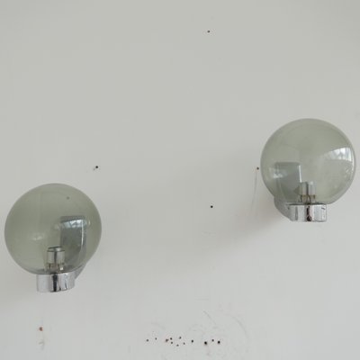 Mid-Century Dutch Chrome and Glass Wall Lamps, Set of 2-JRP-946616