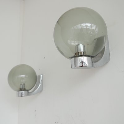 Mid-Century Dutch Chrome and Glass Wall Lamps, Set of 2-JRP-946616