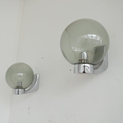 Mid-Century Dutch Chrome and Glass Wall Lamps, Set of 2-JRP-946616