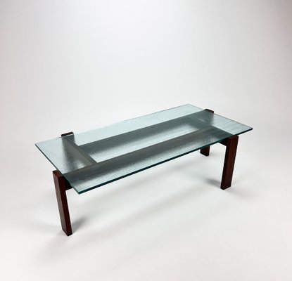 Mid-Century Dutch Design Wenge and Glass Coffee Table, 1960s-RMX-1334276