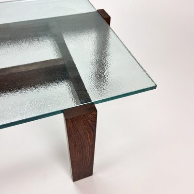 Mid-Century Dutch Design Wenge and Glass Coffee Table, 1960s-RMX-1334276