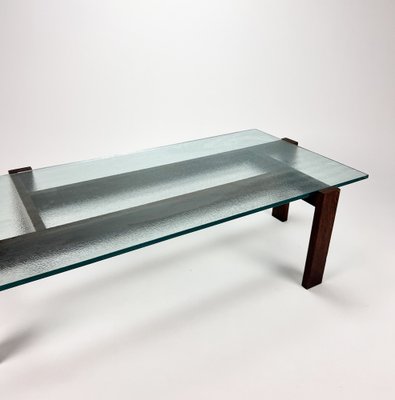 Mid-Century Dutch Design Wenge and Glass Coffee Table, 1960s-RMX-1334276