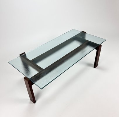 Mid-Century Dutch Design Wenge and Glass Coffee Table, 1960s-RMX-1334276