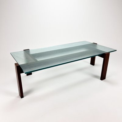 Mid-Century Dutch Design Wenge and Glass Coffee Table, 1960s-RMX-1334276