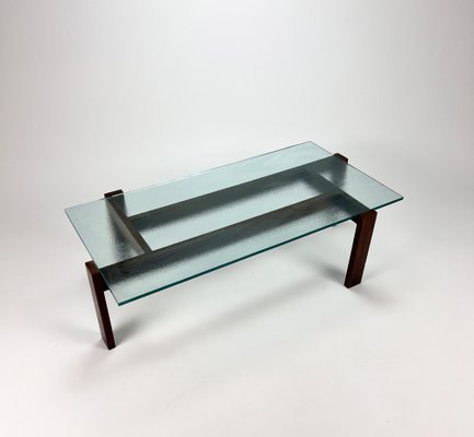 Mid-Century Dutch Design Wenge and Glass Coffee Table, 1960s-RMX-1334276