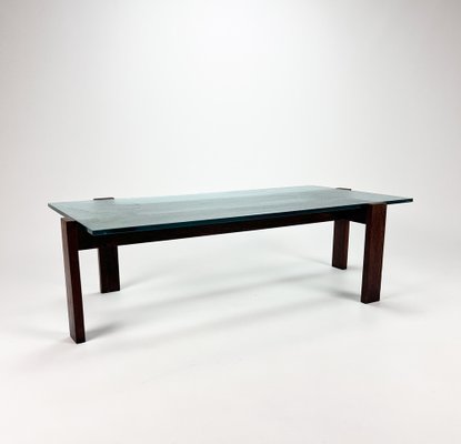 Mid-Century Dutch Design Wenge and Glass Coffee Table, 1960s-RMX-1334276