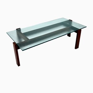 Mid-Century Dutch Design Wenge and Glass Coffee Table, 1960s-RMX-1334276