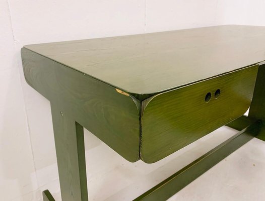 Mid-Century Dutch Green Desk & Chair in Wood by Derk Jan de Vries, 1960s, Set of 2-FGA-1329751