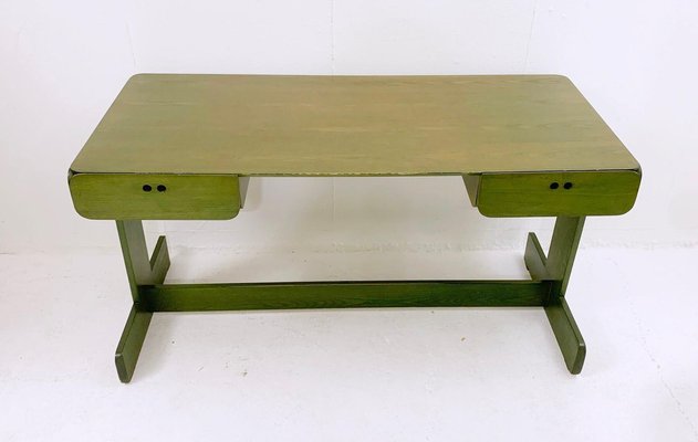 Mid-Century Dutch Green Desk & Chair in Wood by Derk Jan de Vries, 1960s, Set of 2-FGA-1329751