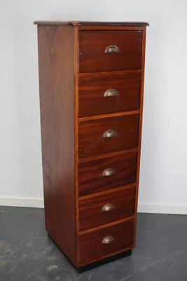 Mid-Century Dutch Industrial Mahogany Apothecary Cabinet-XO-1453154