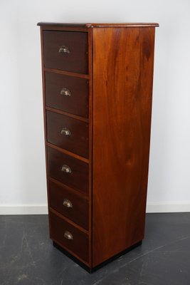 Mid-Century Dutch Industrial Mahogany Apothecary Cabinet-XO-1453154