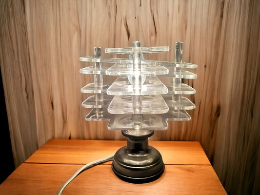 Mid-Century Dutch Modern Clear Acrylic Table Lamp, 1960s-SCS-1115897