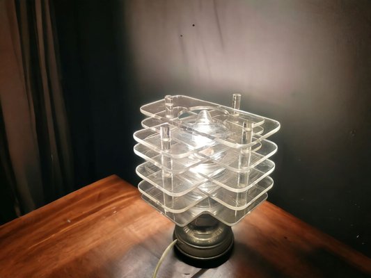 Mid-Century Dutch Modern Clear Acrylic Table Lamp, 1960s-SCS-1115897