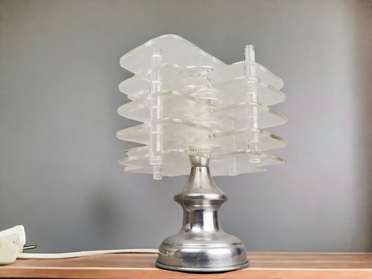 Mid-Century Dutch Modern Clear Acrylic Table Lamp, 1960s-SCS-1115897