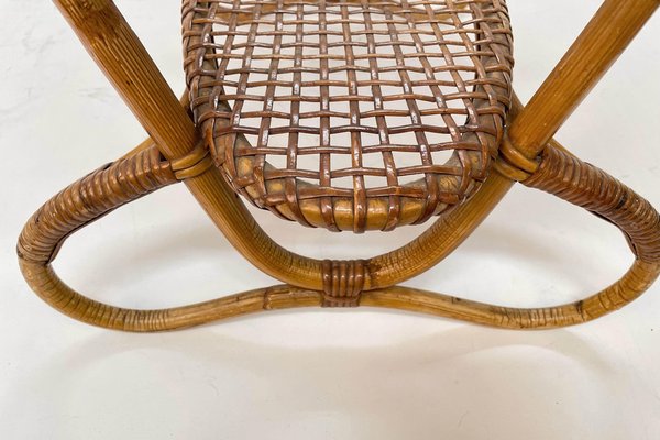 Mid-Century Dutch Oval Rattan and Bamboo Coffee Table with Glass Top by Kaare Klint, 1950s-JDR-1125514