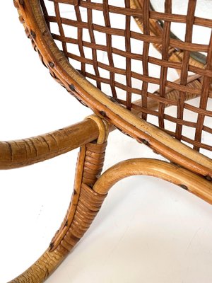 Mid-Century Dutch Oval Rattan and Bamboo Coffee Table with Glass Top by Kaare Klint, 1950s-JDR-1125514