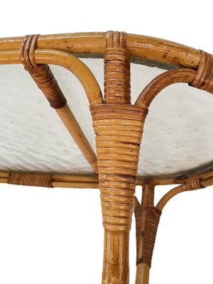 Mid-Century Dutch Oval Rattan and Bamboo Coffee Table with Glass Top by Kaare Klint, 1950s-JDR-1125514