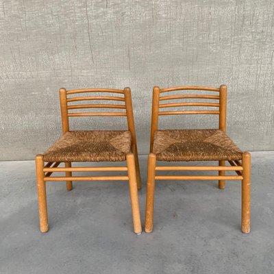 Mid-Century Dutch Pine and Rush Chairs, Set of 2-JRP-997649