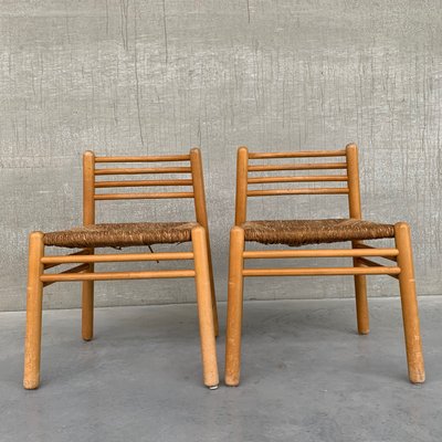 Mid-Century Dutch Pine and Rush Chairs, Set of 2-JRP-997649