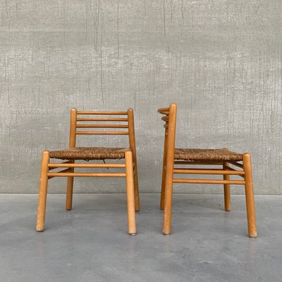 Mid-Century Dutch Pine and Rush Chairs, Set of 2-JRP-997649