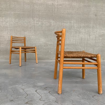 Mid-Century Dutch Pine and Rush Chairs, Set of 2-JRP-997649