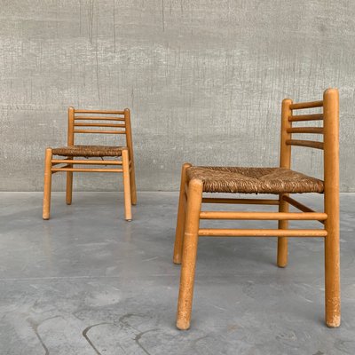 Mid-Century Dutch Pine and Rush Chairs, Set of 2-JRP-997649