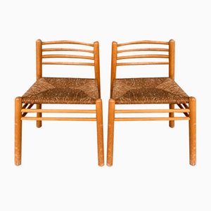 Mid-Century Dutch Pine and Rush Chairs, Set of 2-JRP-997649