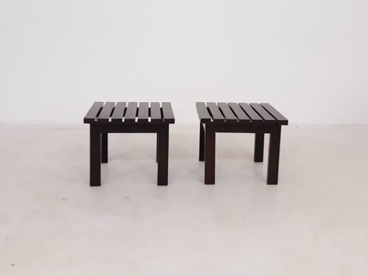 Mid-Century Dutch Slat Side Tables in the Style of Martin Visser, 1950s, Set of 2-ZO-629087