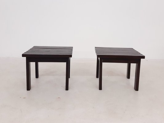 Mid-Century Dutch Slat Side Tables in the Style of Martin Visser, 1950s, Set of 2-ZO-629087