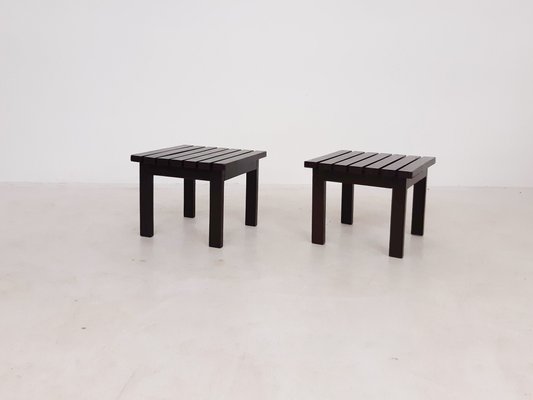 Mid-Century Dutch Slat Side Tables in the Style of Martin Visser, 1950s, Set of 2-ZO-629087