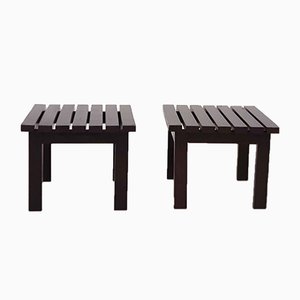 Mid-Century Dutch Slat Side Tables in the Style of Martin Visser, 1950s, Set of 2-ZO-629087